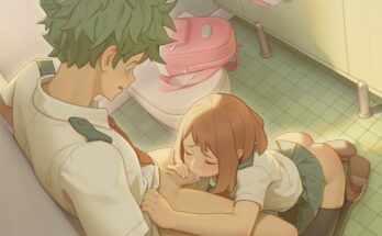 Uraraka Sucking Deku in School Bathroom by bartolomeobari | My Hero Academia Hentai 8