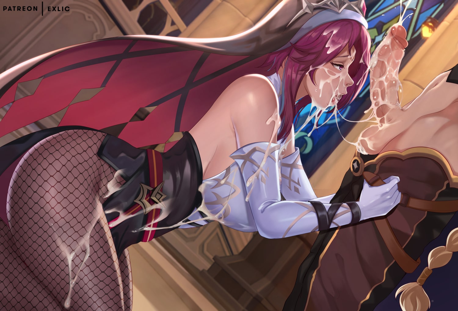 Rosaria Love Aether Cum by Exlic | Genshin Impact Hentai 1 Rosaria Love Aether Cum by Exlic
