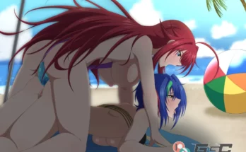Rias Gremory X Xenovia Quarta Beach Sex by GGC – High School DXD Hentai 11
