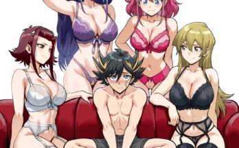 Yusei Fudo X Alexis Rhodes X Akiza Izinski X Lulu Obsidian X Zuzu Boyle Lingerie Party by Xuneai - Yu-Gi-Oh! Hentai 17