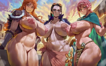 Nami, Nico Robin, and Rebecca by Shexyo – One Piece Hentai 11